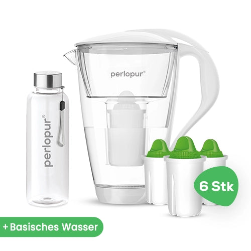 Glas Wasserfilter inkl. 6 Kartuschen plus Glasflasche