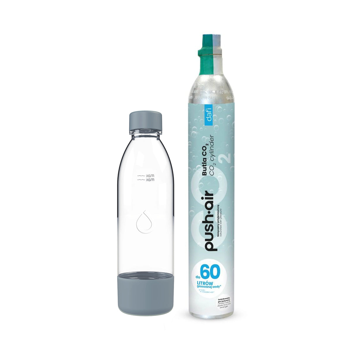 Reservezylinder 1x CO2-Zylinder + 0,7l PET Flasche für DAFI Pushair
