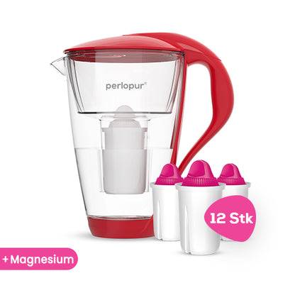 Glas-Wasserfilter inkl. 12 Filterkartuschen