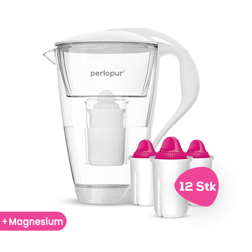 Glas-Wasserfilter inkl. 12 Filterkartuschen