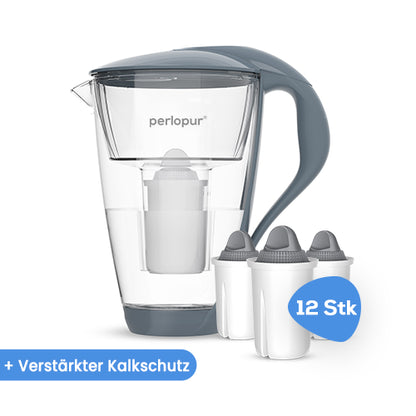 Glas-Wasserfilter inkl. 12 Filterkartuschen