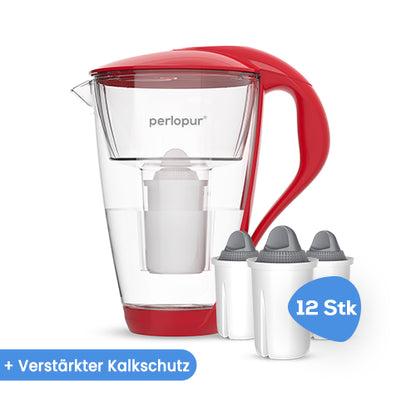 Glas-Wasserfilter inkl. 12 Filterkartuschen