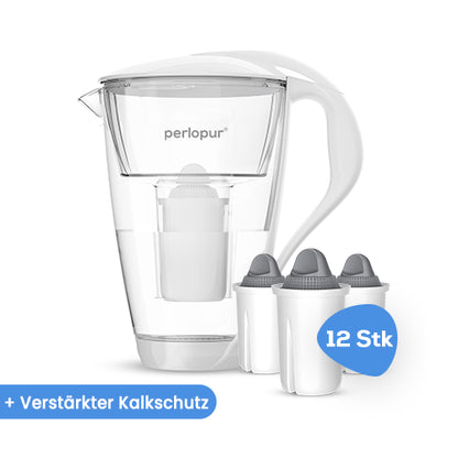 Glas-Wasserfilter inkl. 12 Filterkartuschen