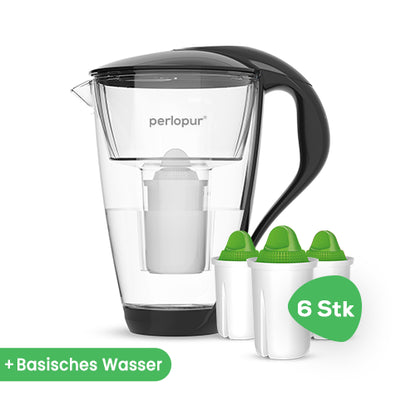Glas-Wasserfilter inkl. 6 Filterkartuschen