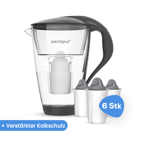 Glas-Wasserfilter inkl. 6 Filterkartuschen