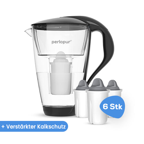 Glas-Wasserfilter inkl. 6 Filterkartuschen