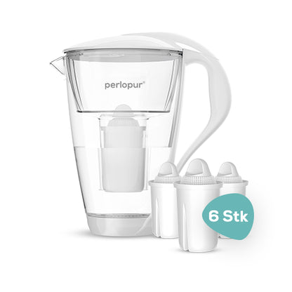 Glas-Wasserfilter inkl. 6 Filterkartuschen