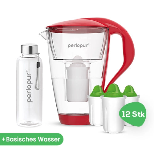 Glas Wasserfilter inkl. 12 Kartuschen plus Glasflasche