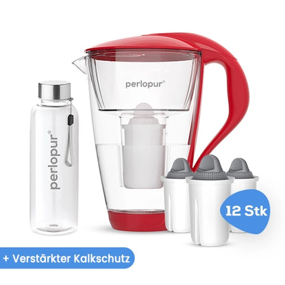 Glas Wasserfilter inkl. 12 Kartuschen plus Glasflasche