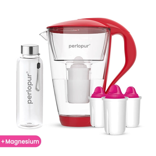 Glas Wasserfilter inkl. 3 Kartuschen plus Glasflasche