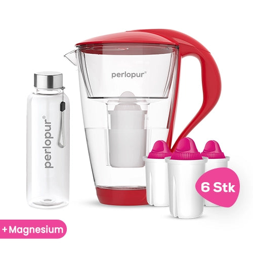 Glas Wasserfilter inkl. 6 Kartuschen plus Glasflasche