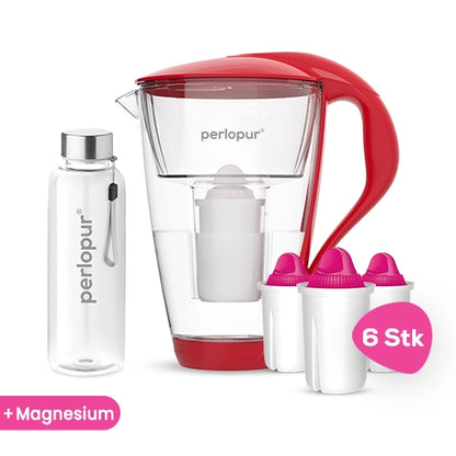 Glas Wasserfilter inkl. 6 Kartuschen plus Glasflasche