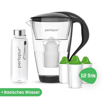 Glas Wasserfilter inkl. 12 Kartuschen plus Glasflasche