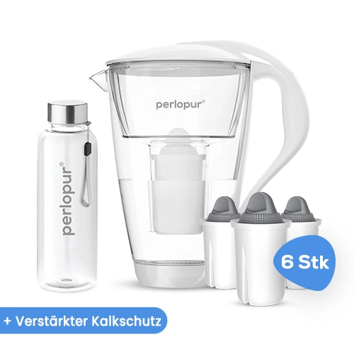 Glas Wasserfilter inkl. 6 Kartuschen plus Glasflasche