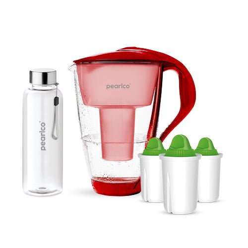 PearlCo Glas Wasserfilter inkl. 3 Kartuschen plus Glasflasche - paarlco.com