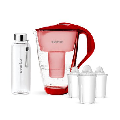 PearlCo Glas Wasserfilter inkl. 3 Kartuschen plus Glasflasche - paarlco.com