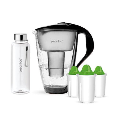 PearlCo Glas Wasserfilter inkl. 3 Kartuschen plus Glasflasche - paarlco.com