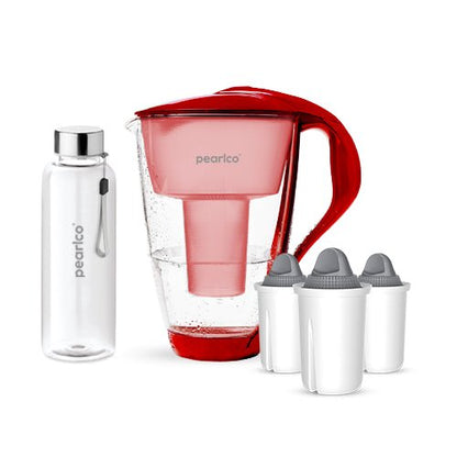 PearlCo Glas Wasserfilter inkl. 3 Kartuschen plus Glasflasche - paarlco.com