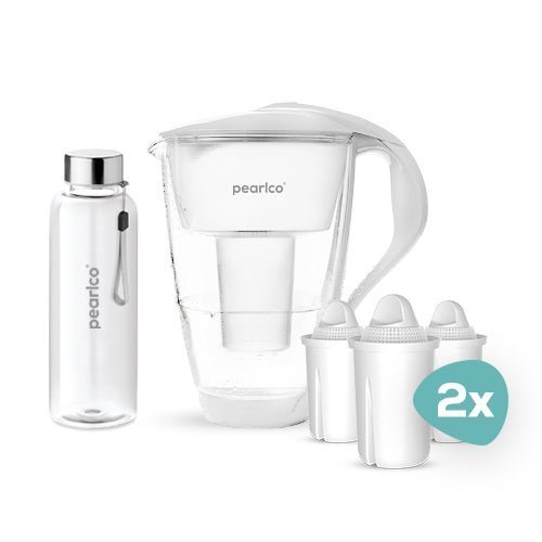 PearlCo Glas Wasserfilter inkl. 6 Kartuschen plus Glasflasche - paarlco.com