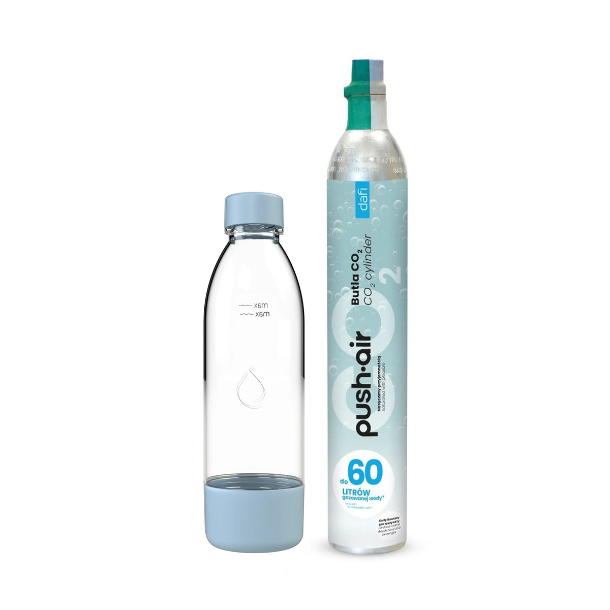 Reservezylinder 1x CO2-Zylinder + 0,7l PET Flasche für DAFI Pushair