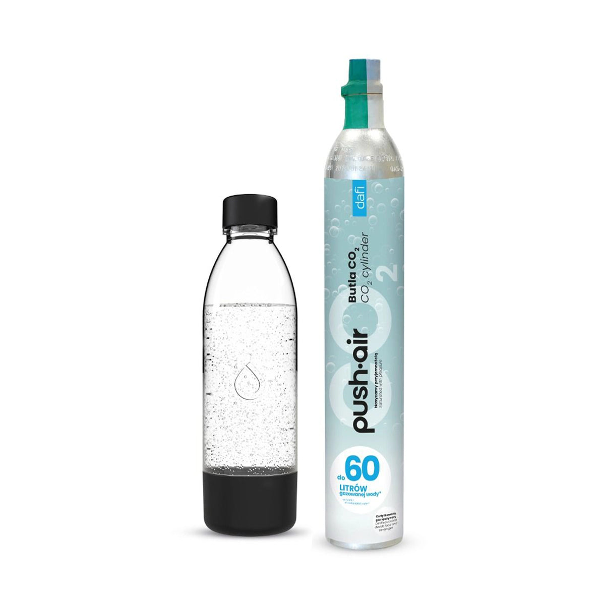 Reservezylinder 1x CO2-Zylinder + 0,7l PET Flasche für DAFI Pushair