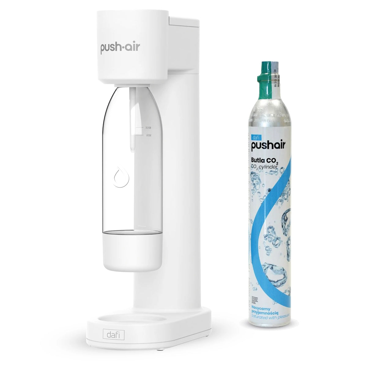 DAFI Wassersprudler Pushair inkl. 1 Co2 Zylinder und 0,7l Flasche