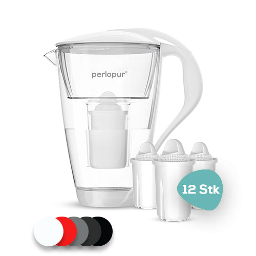 Glas-Wasserfilter inkl. 12 Filterkartuschen